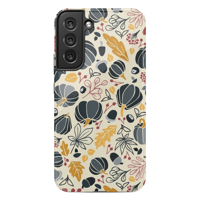 Galaxy S22 plus StrongFit Fall Fruits in Navy and Yellow by Paula Ohreen