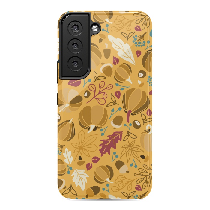 Galaxy S22 StrongFit Fall Fruits in Mustard and Red by Paula Ohreen