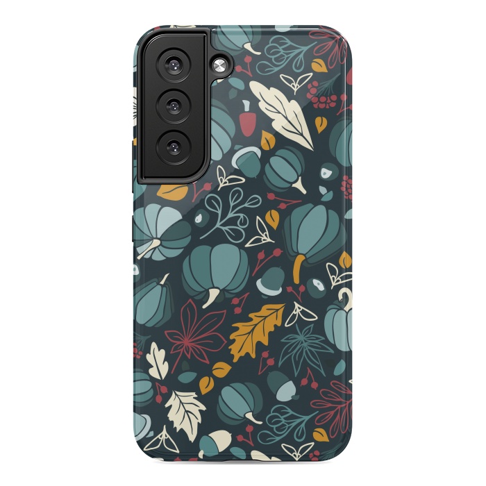 Galaxy S22 StrongFit Fall Fruits in Navy and Red by Paula Ohreen