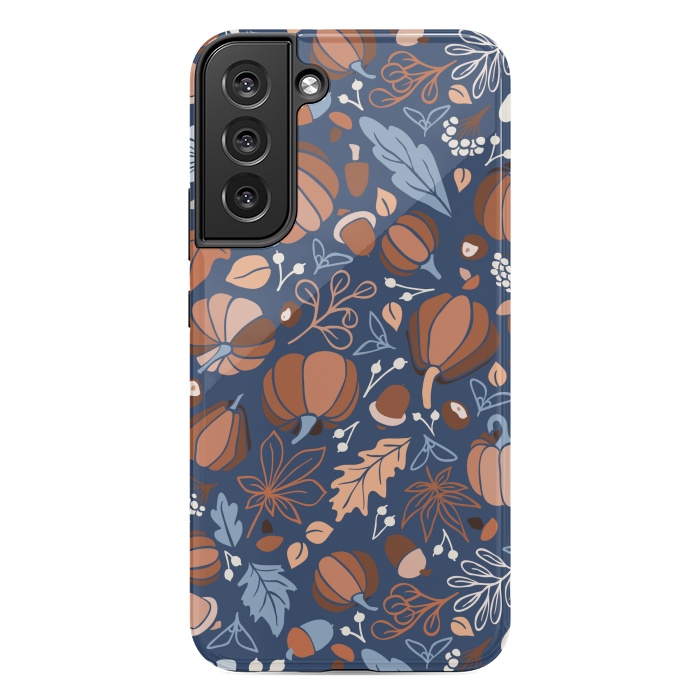 Galaxy S22 plus StrongFit Fall Fruits in Navy and Orange by Paula Ohreen