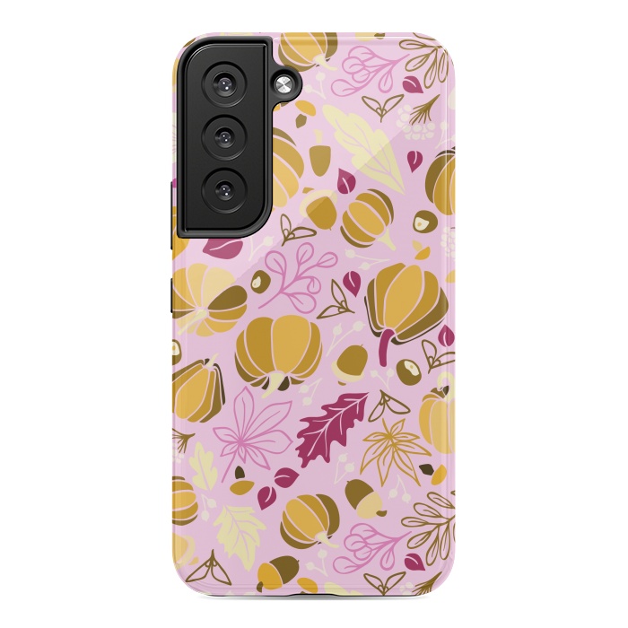 Galaxy S22 StrongFit Fall Fruits in Pink and Orange by Paula Ohreen