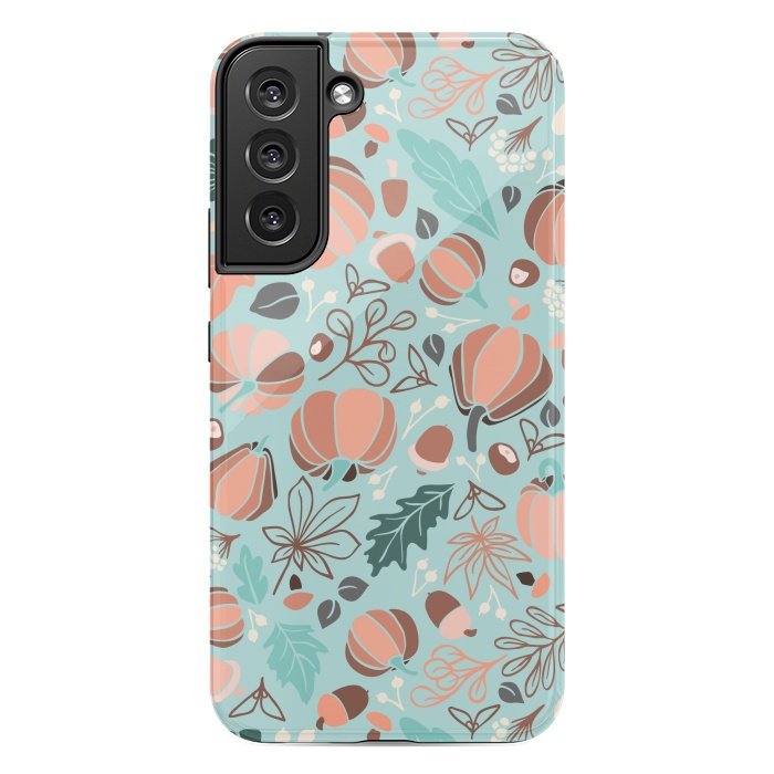 Galaxy S22 plus StrongFit Fall Fruits in Mint and Orange by Paula Ohreen