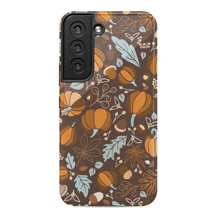 Galaxy S22 StrongFit Fall Fruits in Brown and Mustard by Paula Ohreen