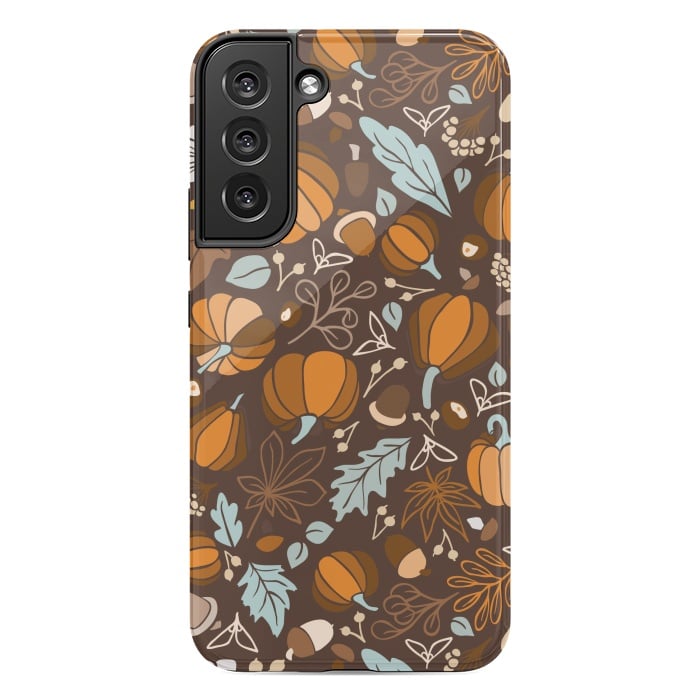 Galaxy S22 plus StrongFit Fall Fruits in Brown and Mustard by Paula Ohreen