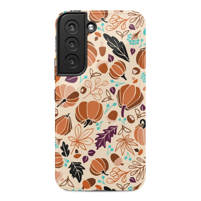 Galaxy S22 StrongFit Fall Fruits in Cream and Orange by Paula Ohreen