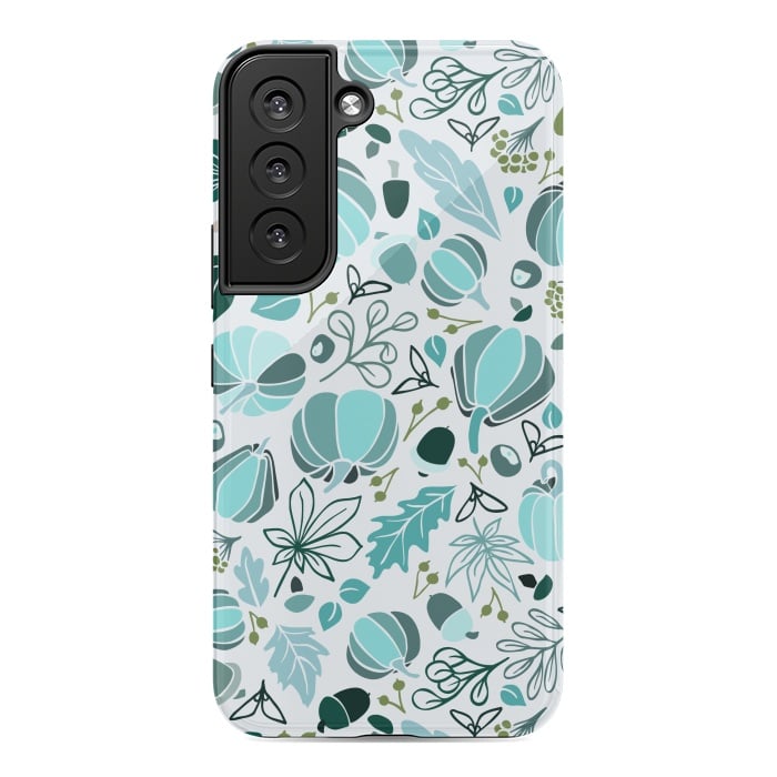 Galaxy S22 StrongFit Fall Fruits in Blue and Green by Paula Ohreen