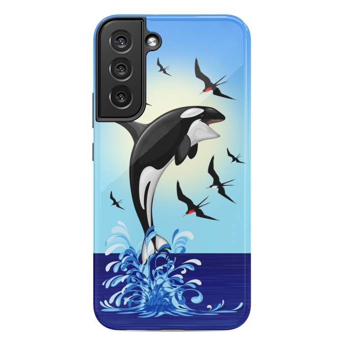 Galaxy S22 plus StrongFit Orca Killer Whale jumping out of Ocean by BluedarkArt