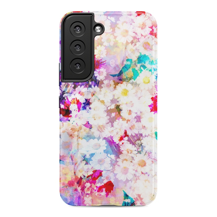 Galaxy S22 StrongFit Colorful watercolor daisy petals by Oana 