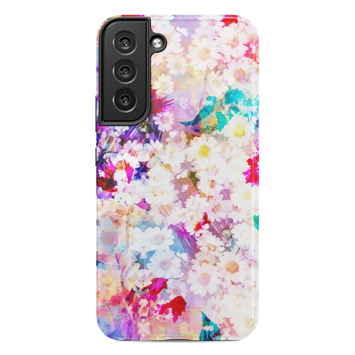 Galaxy S22 plus StrongFit Colorful watercolor daisy petals by Oana 