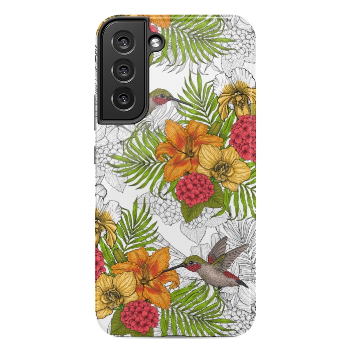 Galaxy S22 plus StrongFit Hummingbirds and tropical bouquet by Katerina Kirilova