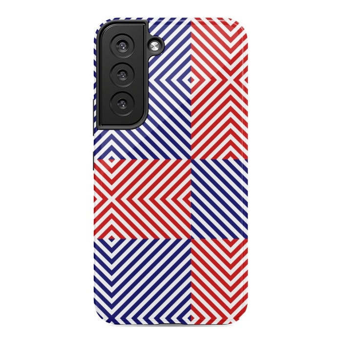 Galaxy S22 StrongFit Red Blue Crossing Diagonal Striped by TMSarts