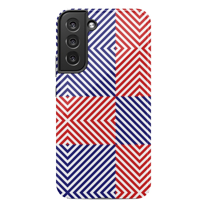 Galaxy S22 plus StrongFit Red Blue Crossing Diagonal Striped by TMSarts