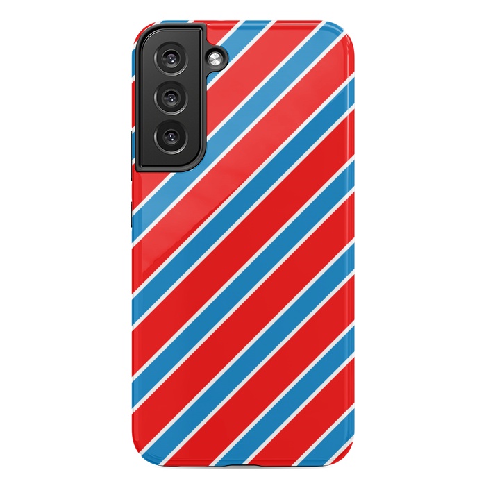Galaxy S22 plus StrongFit Red Blue Diagonal Stripes by TMSarts