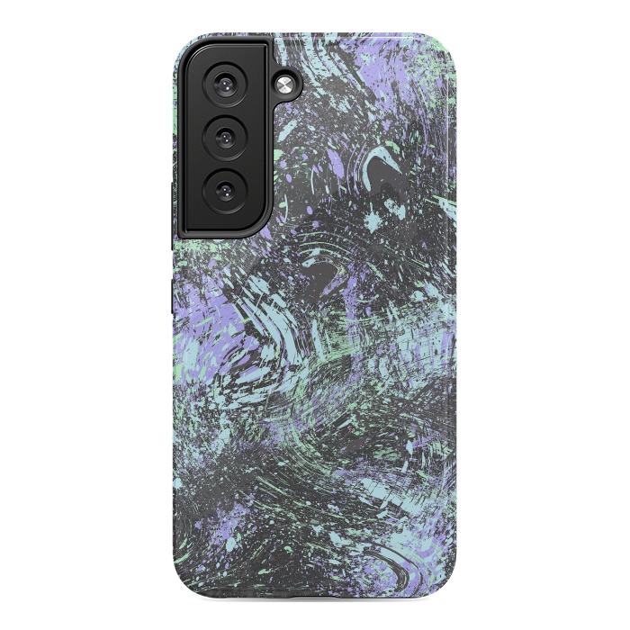 Galaxy S22 StrongFit Dripping Splatter Purple Turquoise by Ninola Design