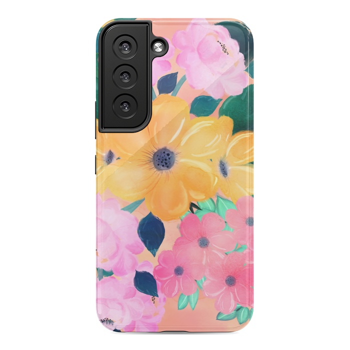 Galaxy S22 StrongFit Cute Colorful Romantic Watercolor Flowers  by InovArts