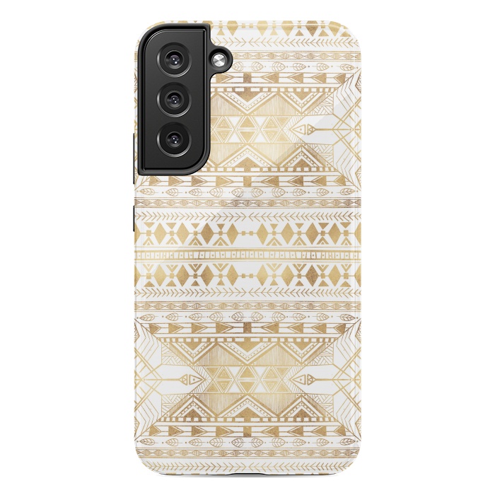 Galaxy S22 plus StrongFit Trendy Gold Geometric Tribal Aztec Pattern by InovArts