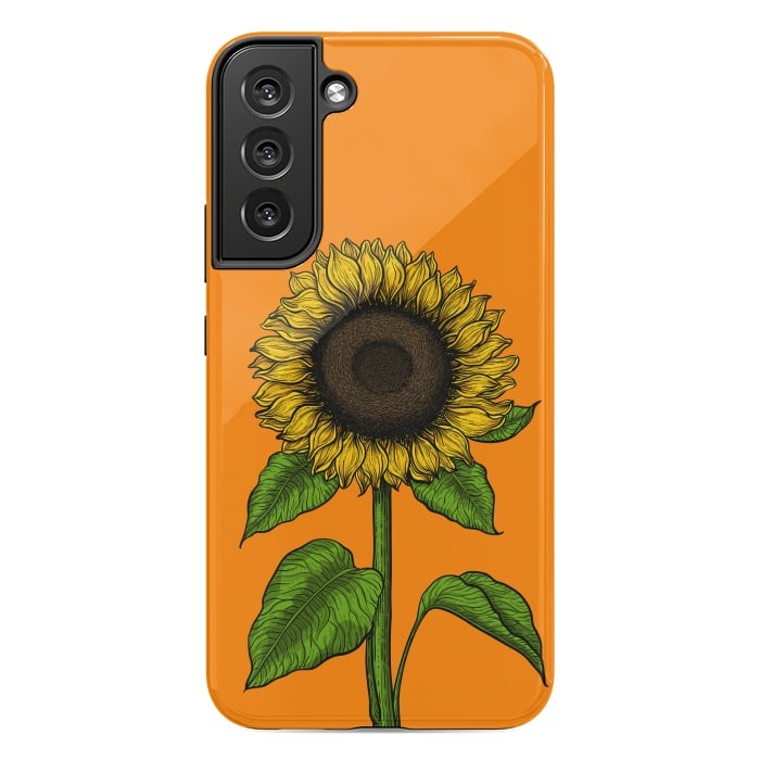 Galaxy S22 plus StrongFit Sunflower on orange by Katerina Kirilova