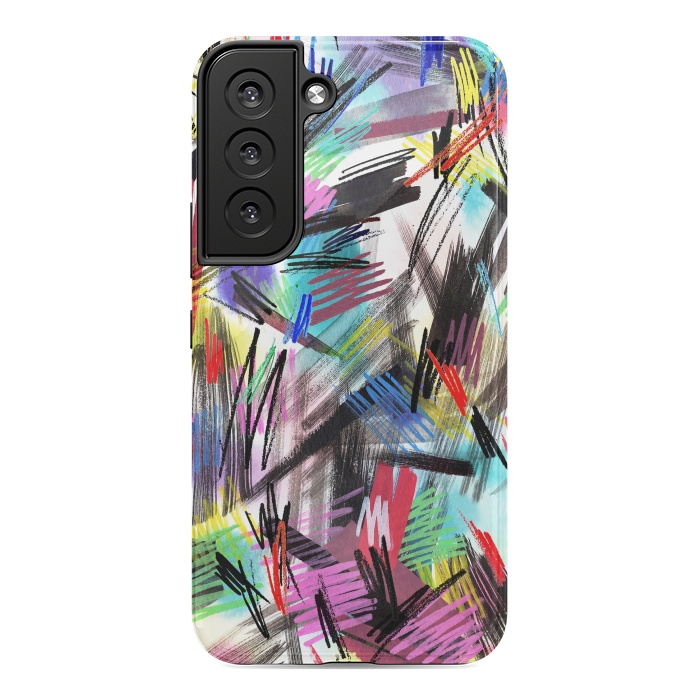 Galaxy S22 StrongFit Wild Colorful Scratches and Strokes  by Ninola Design