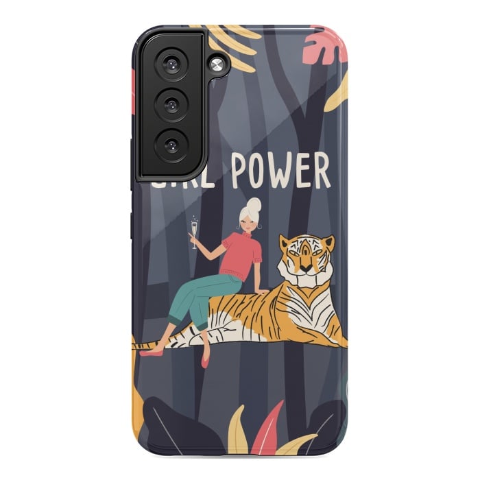 Galaxy S22 StrongFit Girl Power - Woman and Tiger by Jelena Obradovic