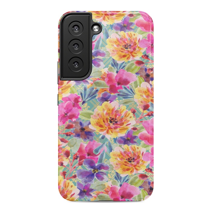 Galaxy S22 StrongFit MULTI COLOUR FLORAL PATTERN by MALLIKA