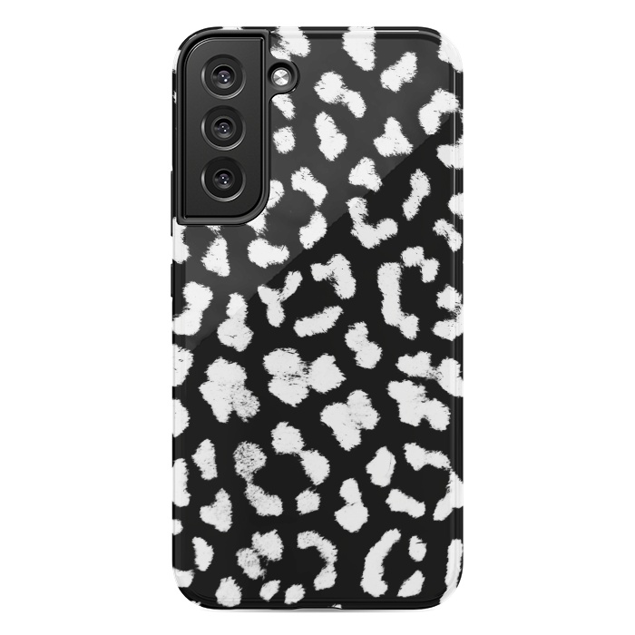 Galaxy S22 plus StrongFit Black and white leopard print brushed spots by Oana 