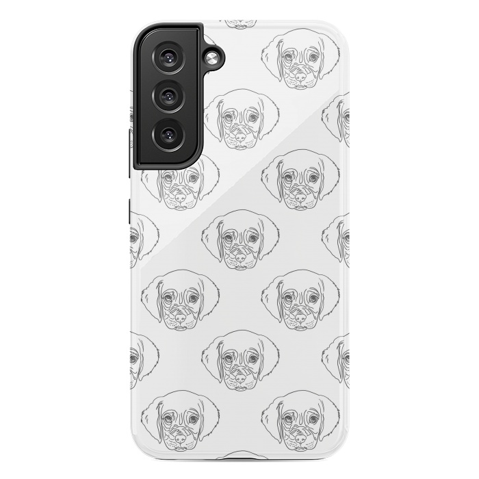 Galaxy S22 plus StrongFit Cute Gray Puppy Dog Hand Drawn Strokes Pattern by InovArts