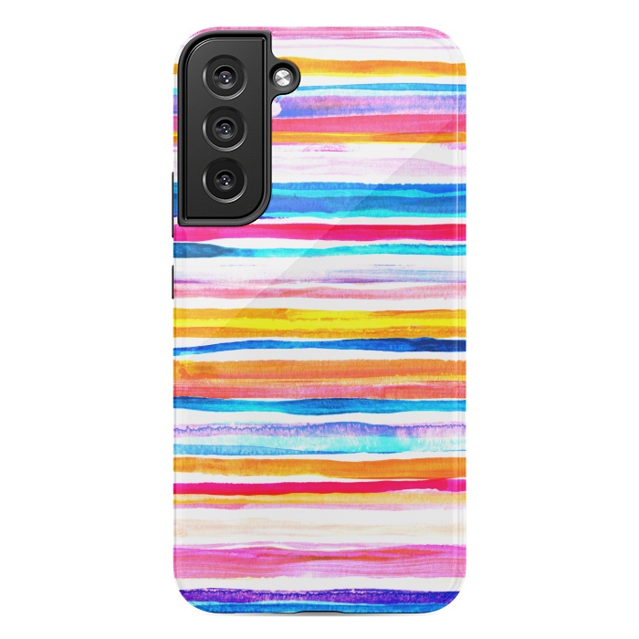 Galaxy S22 plus StrongFit Bright Hand Painted Gouache Beach Chair Stripes by Micklyn Le Feuvre