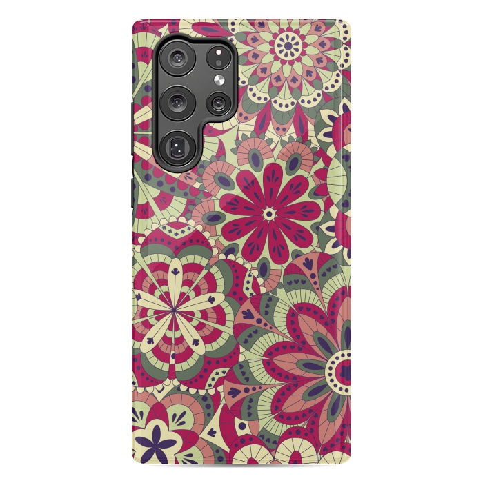 Galaxy S22 Ultra StrongFit Floral Made with Many Mandalas by ArtsCase