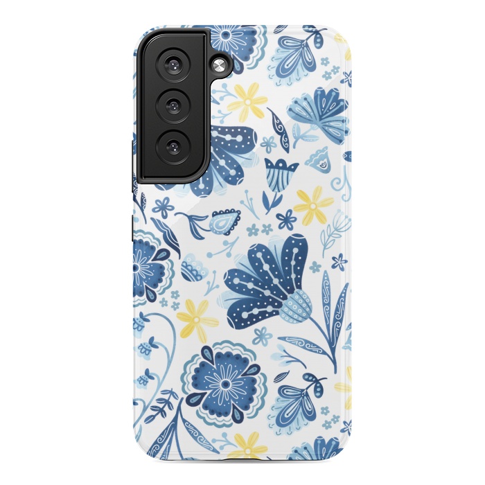 Galaxy S22 StrongFit Intricate Blue Floral by Noonday Design