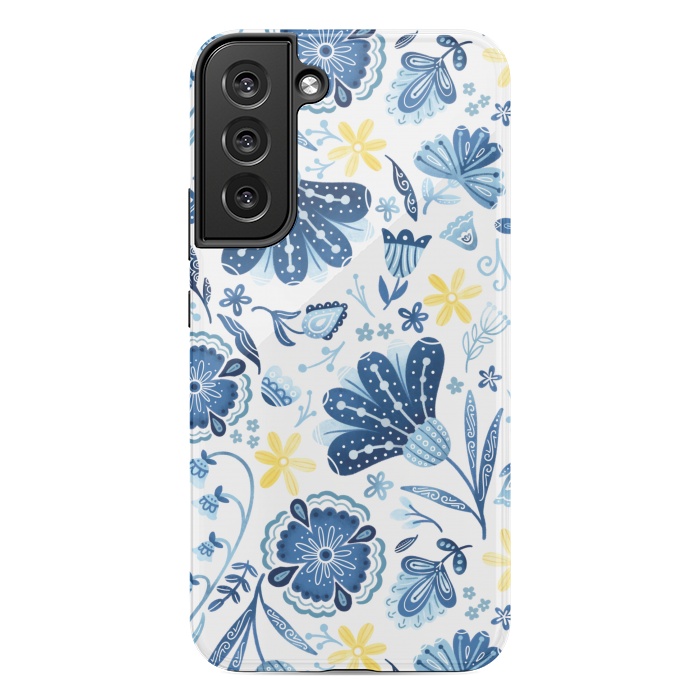 Galaxy S22 plus StrongFit Intricate Blue Floral by Noonday Design