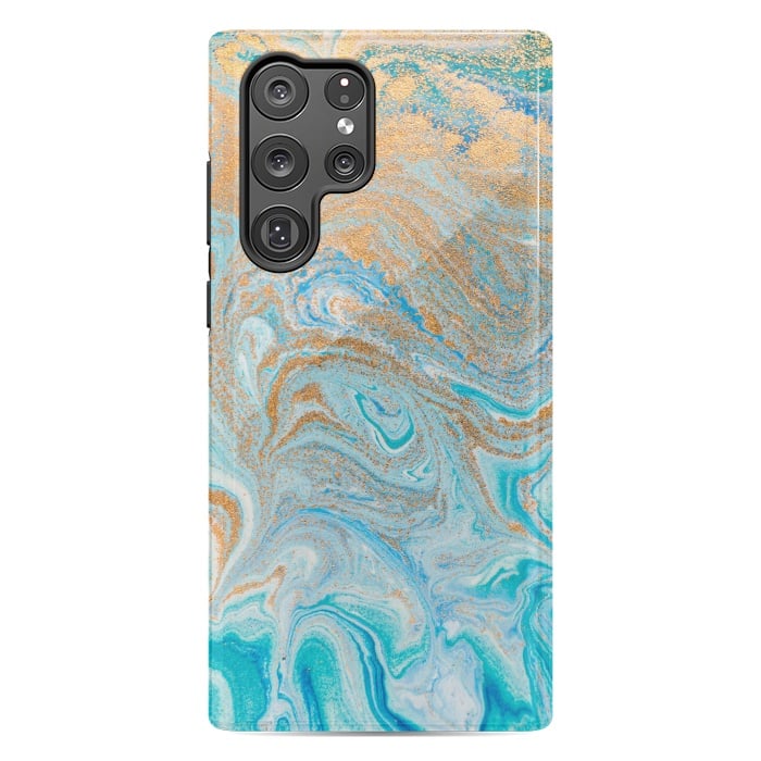 Galaxy S22 Ultra StrongFit Blue Marbling Artwork by ArtsCase
