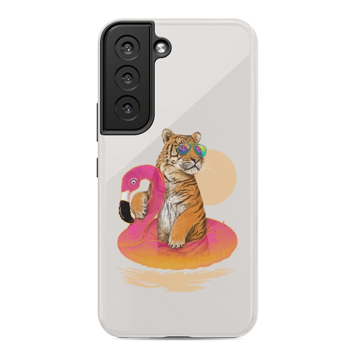 Galaxy S22 StrongFit Chillin Flamingo Tiger by 38 Sunsets