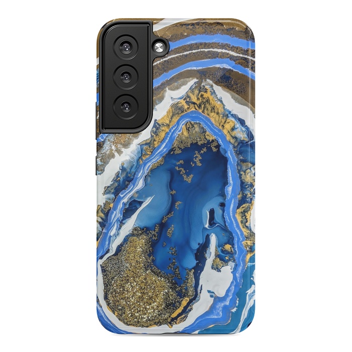Galaxy S22 StrongFit Gold and blue geode  by Winston