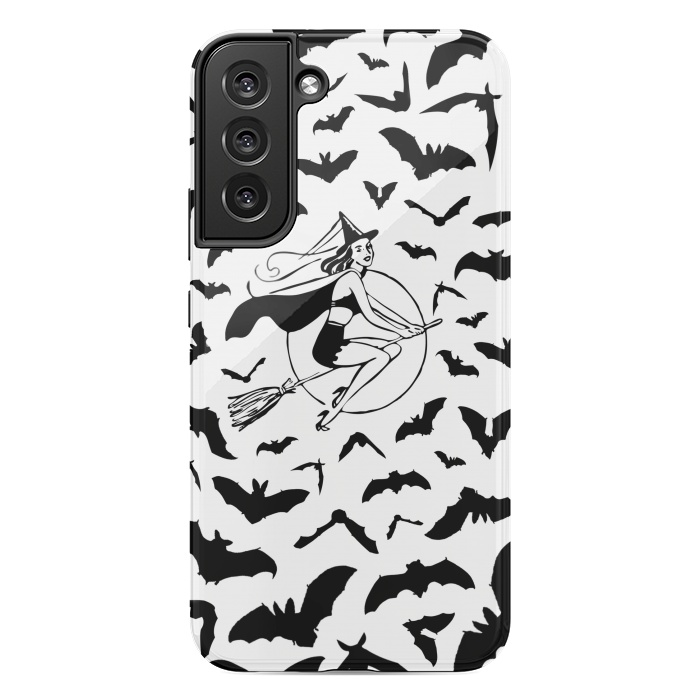 Galaxy S22 plus StrongFit Witch and flying bats vintage illustration by Oana 
