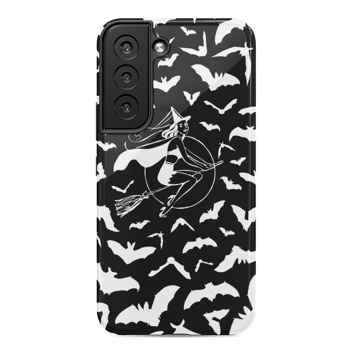 Galaxy S22 StrongFit Pin-up witch and flying bats pattern by Oana 