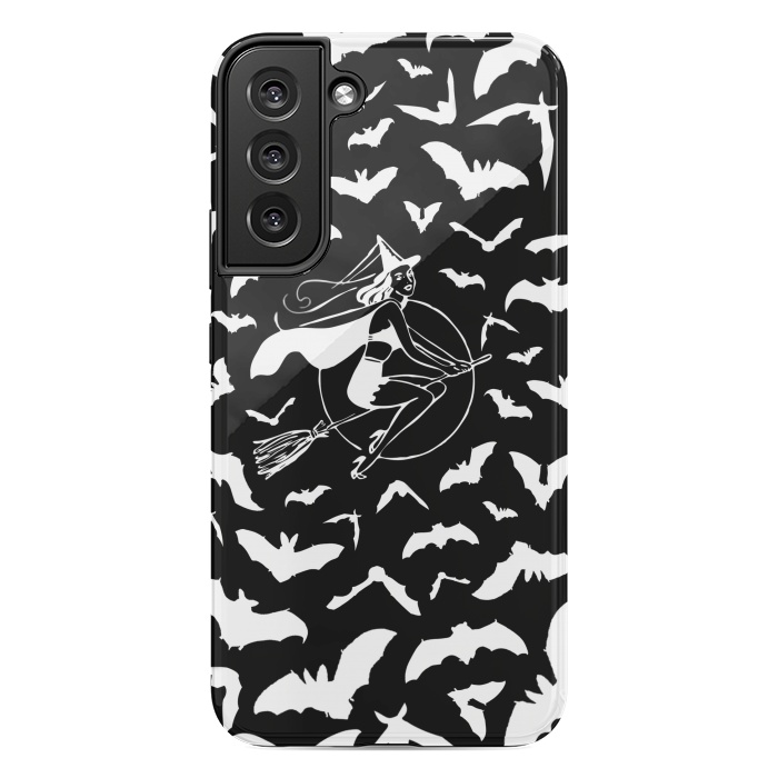 Galaxy S22 plus StrongFit Pin-up witch and flying bats pattern by Oana 