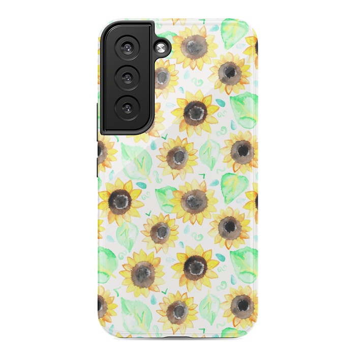 Galaxy S22 StrongFit Cheerful Watercolor Sunflowers by Tangerine-Tane