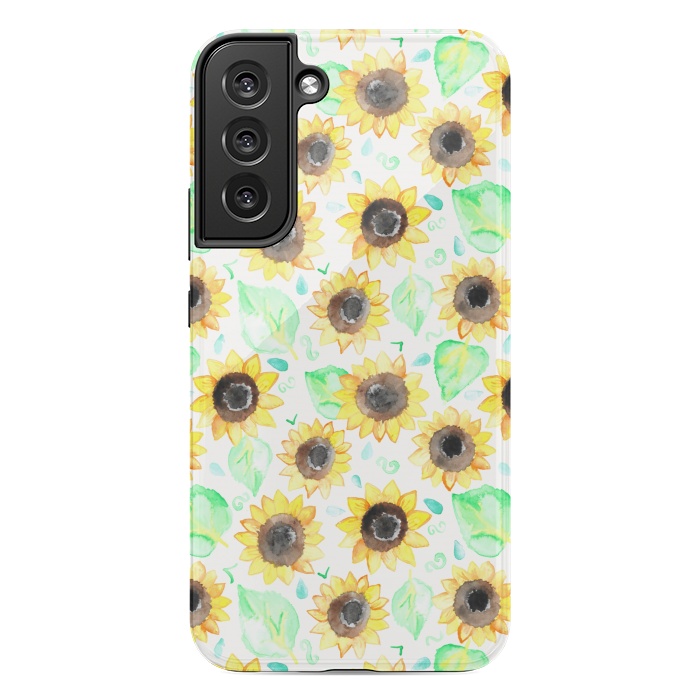 Galaxy S22 plus StrongFit Cheerful Watercolor Sunflowers by Tangerine-Tane