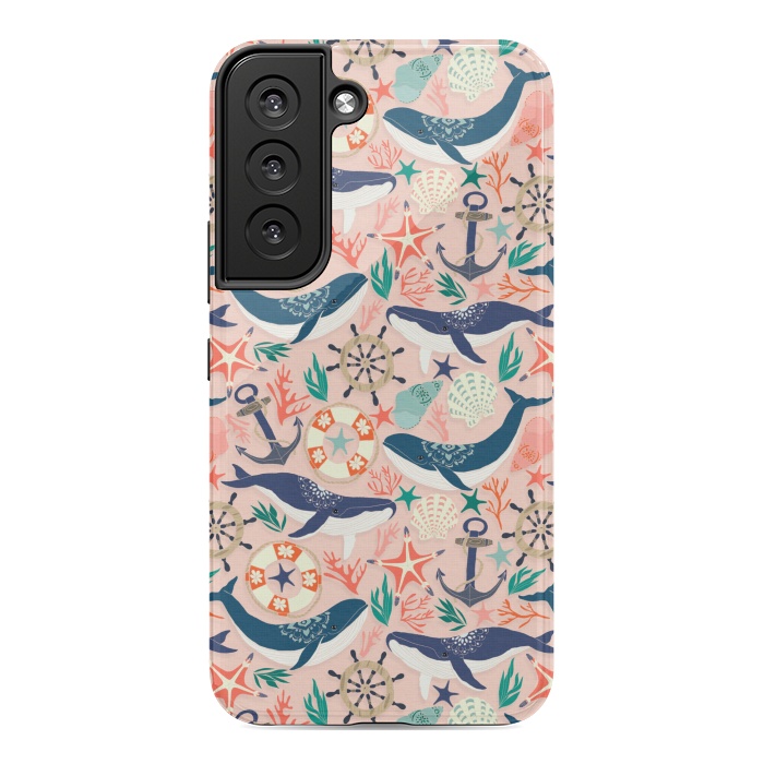 Galaxy S22 StrongFit Whale Song on Coral Blush by Tangerine-Tane