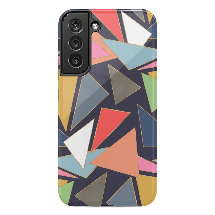 Galaxy S22 plus StrongFit Modern Contemporary Gold Strokes Colorful Triangles by InovArts