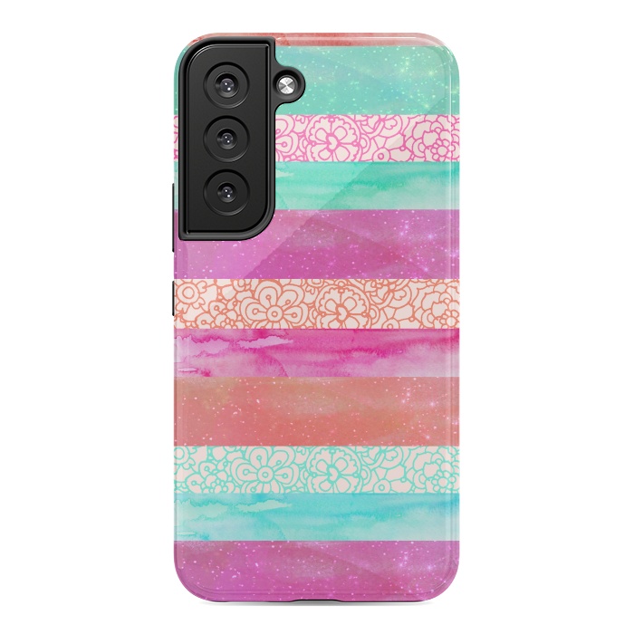 Galaxy S22 StrongFit Tropical Stripes by Tangerine-Tane