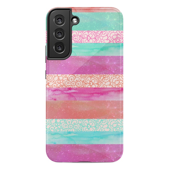 Galaxy S22 plus StrongFit Tropical Stripes by Tangerine-Tane