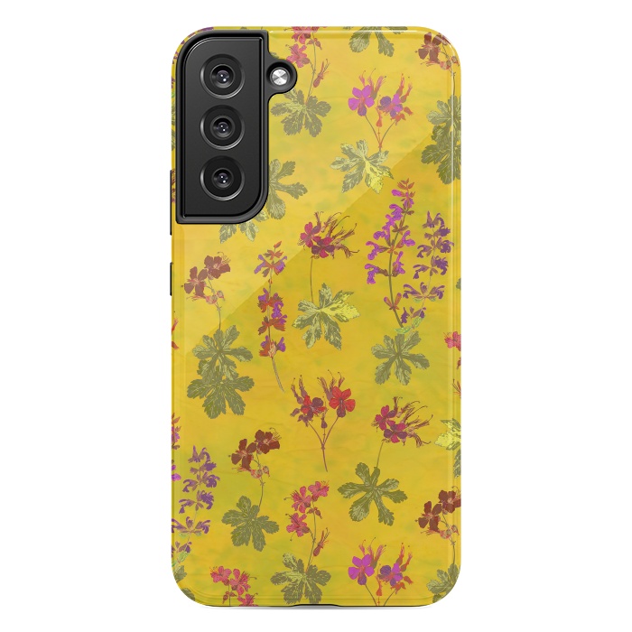 Galaxy S22 plus StrongFit Cottage Garden Floral Yellow by Lotti Brown