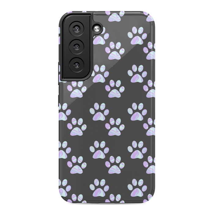 Galaxy S22 StrongFit Pastel Paw Prints Pattern by Julie Erin Designs