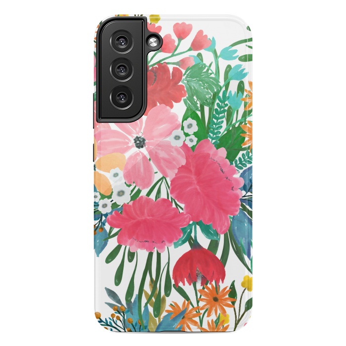 Galaxy S22 plus StrongFit Trendy Pink watercolor Floral Bouquet White Design by InovArts
