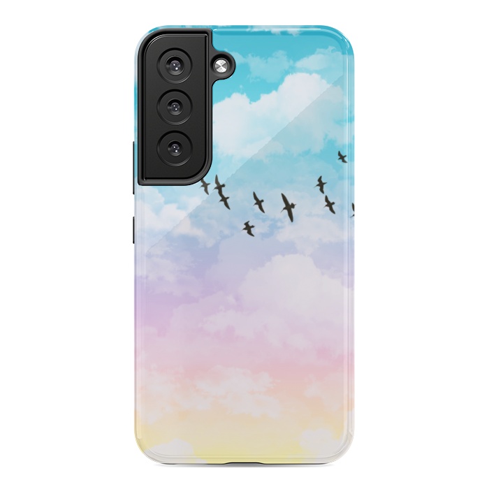 Galaxy S22 StrongFit Pastel Clouds with Birds by Julie Erin Designs