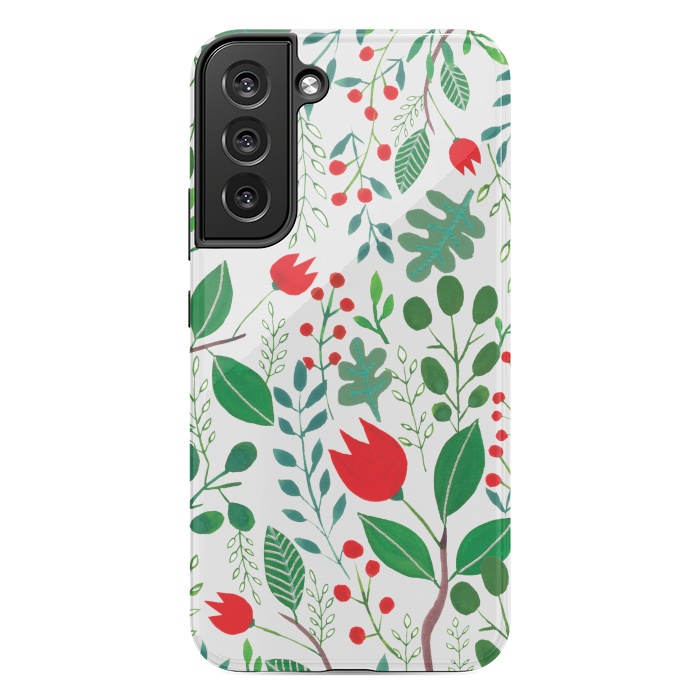 Galaxy S22 plus StrongFit Christmas Floral 2 White by Hanny Agustine