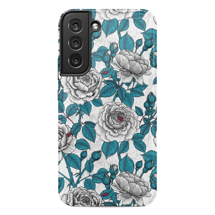 Galaxy S22 plus StrongFit  White roses and ladybugs by Katerina Kirilova