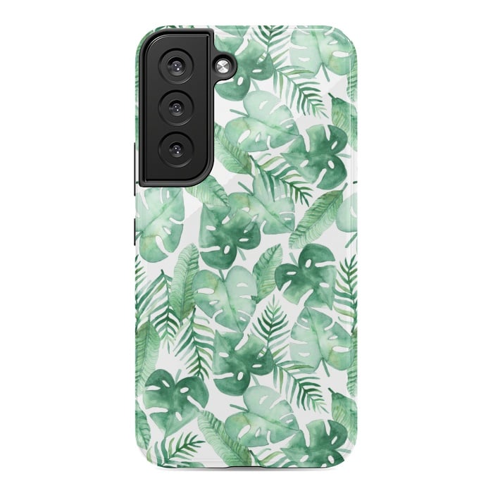 Galaxy S22 StrongFit Tropical Jungle on White by Tangerine-Tane