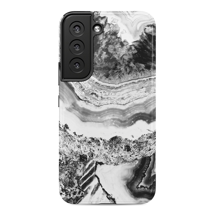 Galaxy S22 StrongFit Black and white geode marble art by Oana 